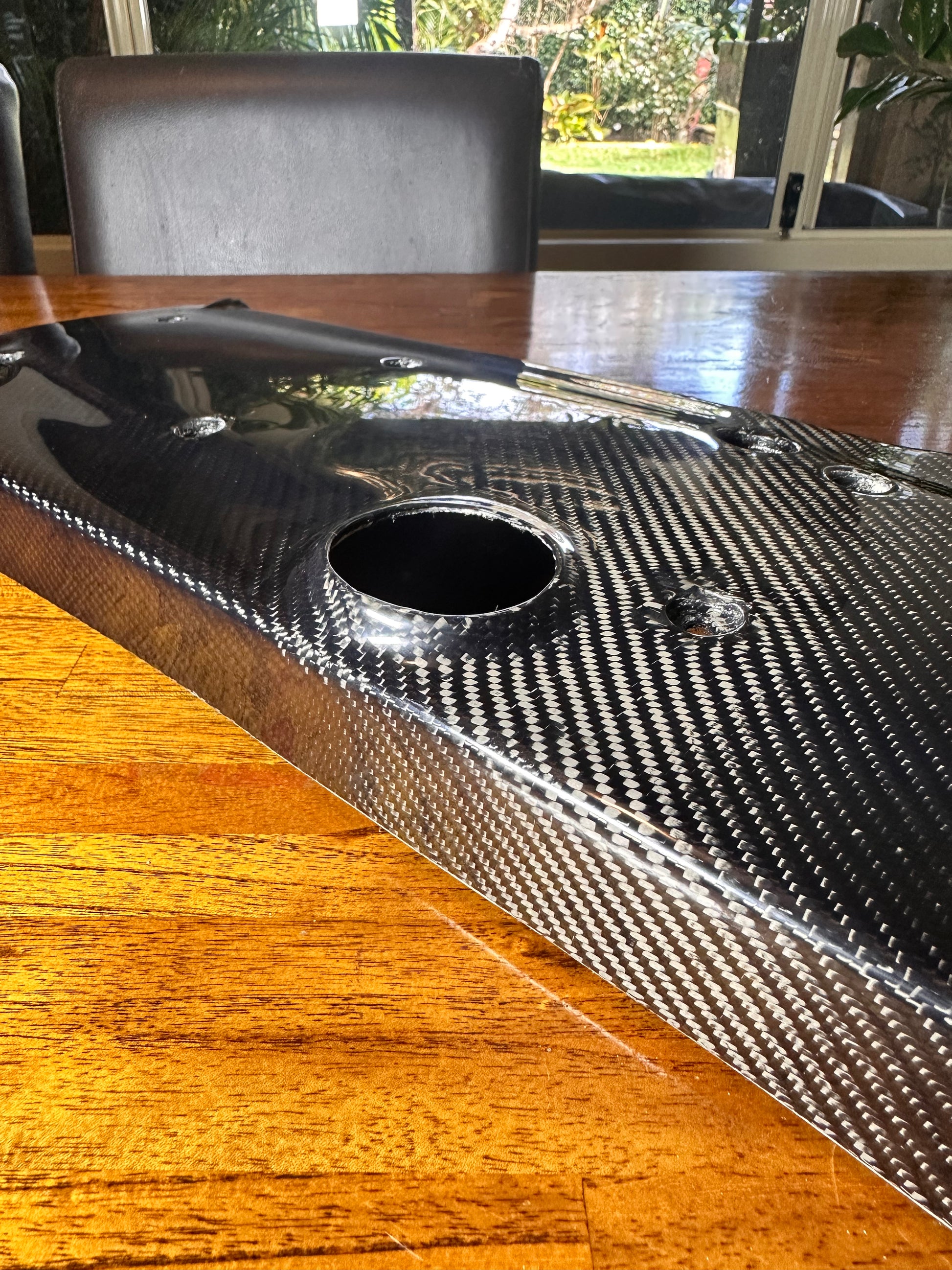 Close-up of woven twill carbon coil cover for Ford Falcon FG - handcrafted quality